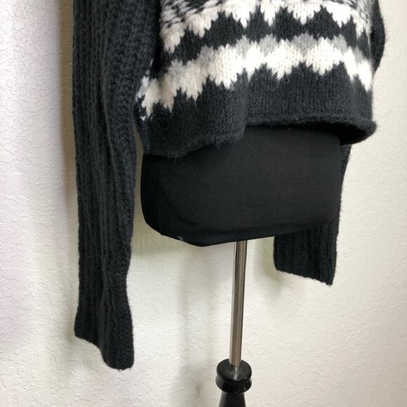 Free People Alpine black white gray wool alpaca cropped sweater size Small NWT - Picture 5 of 16